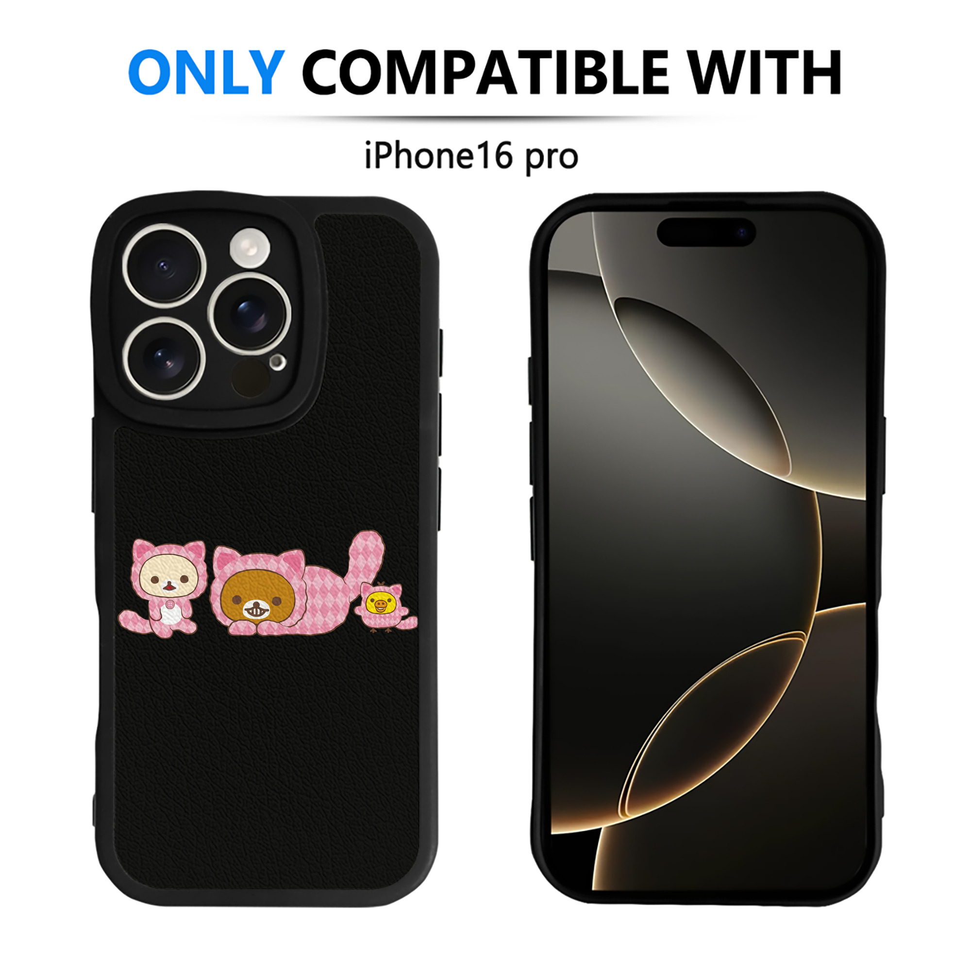 （画像用） リラックマ リラックマ キイロイトリ Rilakkuma Korilakkuma Kiiroitori 【iPhone 16シリーズ対応】シリコンスマホケース（レザー調） 材質：シリコン
